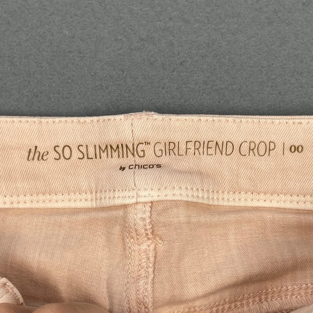 Chico's Pink So Slimming Girlfriend Crop Jeans Women 00